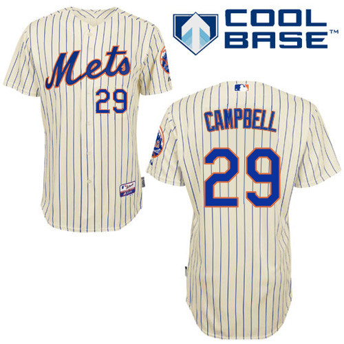 eric Campbell #29 MLB Jersey-New York Mets Men's Authentic Home White Cool Base Baseball Jersey
